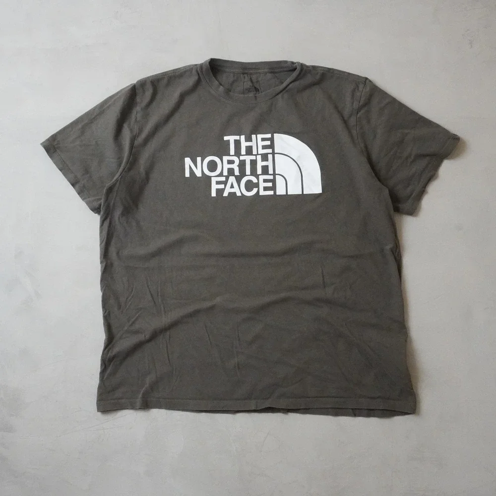 The North Face Mens XL Circular Design Graphic Logo T-Shirt Olive Green
